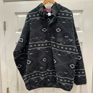 Patagonia Aztec Printed Vintage Synchilla Snap-T  Charcoal Men’s XL XLarge
